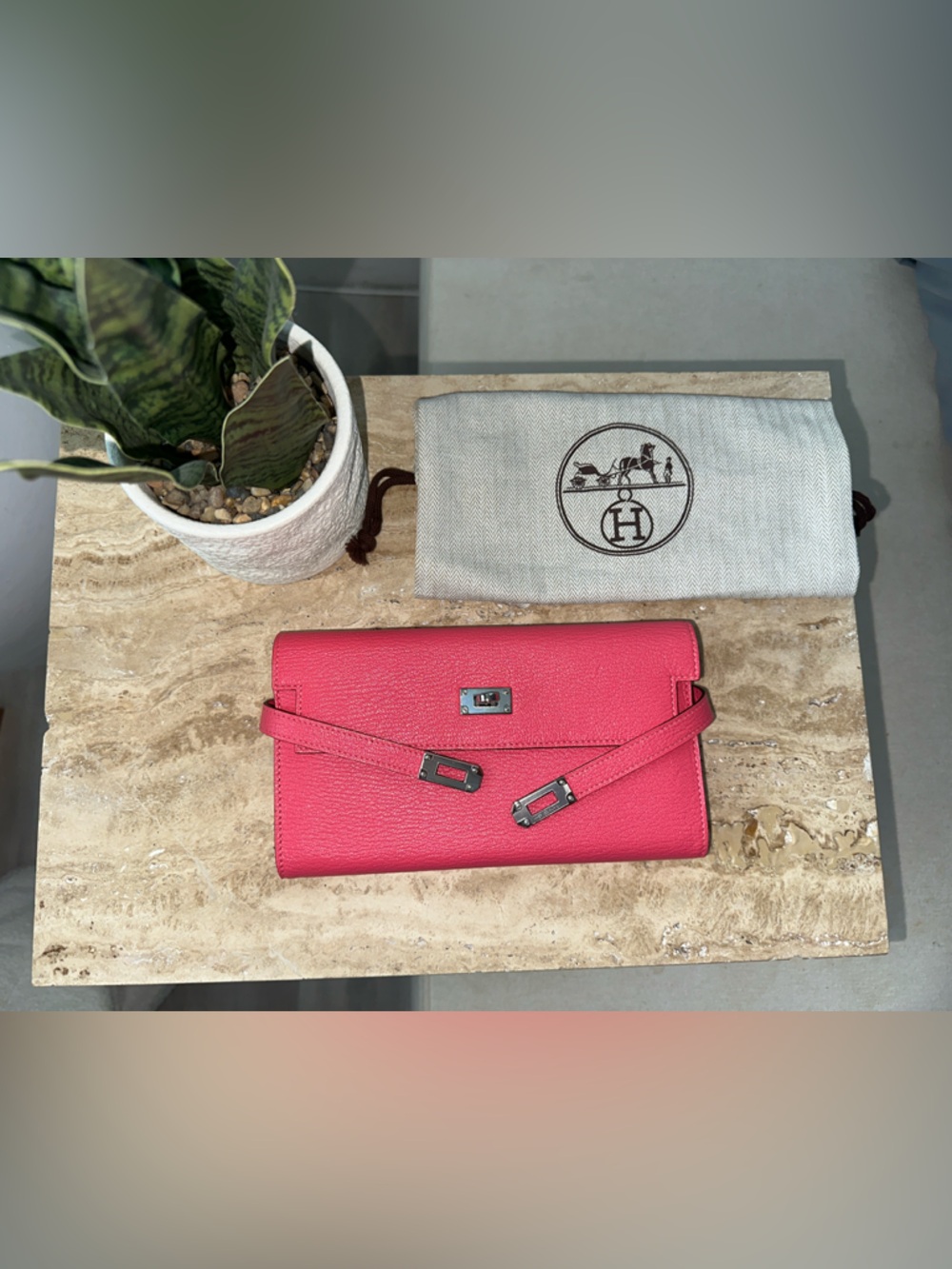 Hermes Pink Kelly Wallet